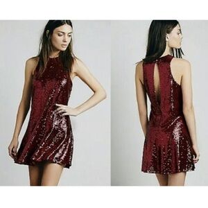 Free People Burgundy Sequin Mini Dress